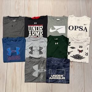 Lot Of 10 Nike Under Armour Boys Youth XL Athletic Long & Short Sleeve T-Shirts